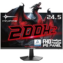 Minifire 24.5 Inch FHD Gaming Monitor - 200Hz 1ms with Fast IPS